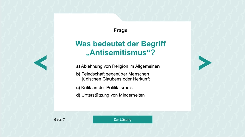 Karten mit Fragen zum Thema Antisemitismus
