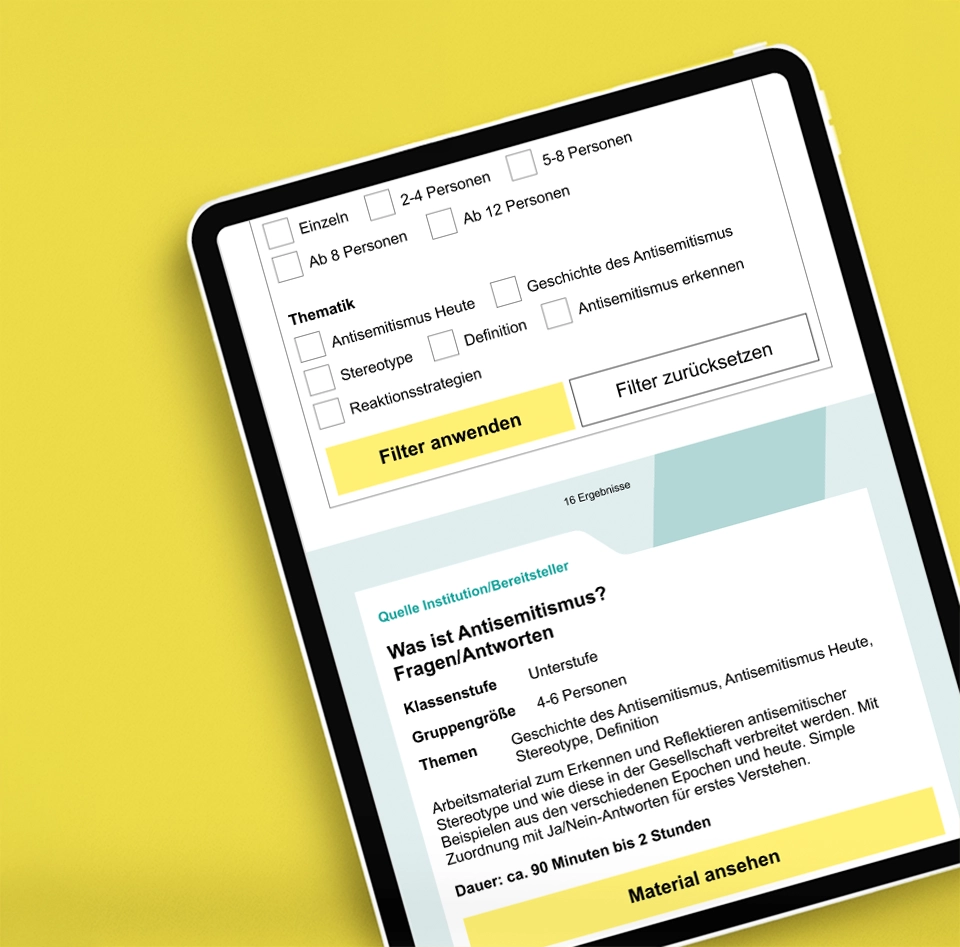 Materialfilter im Portal