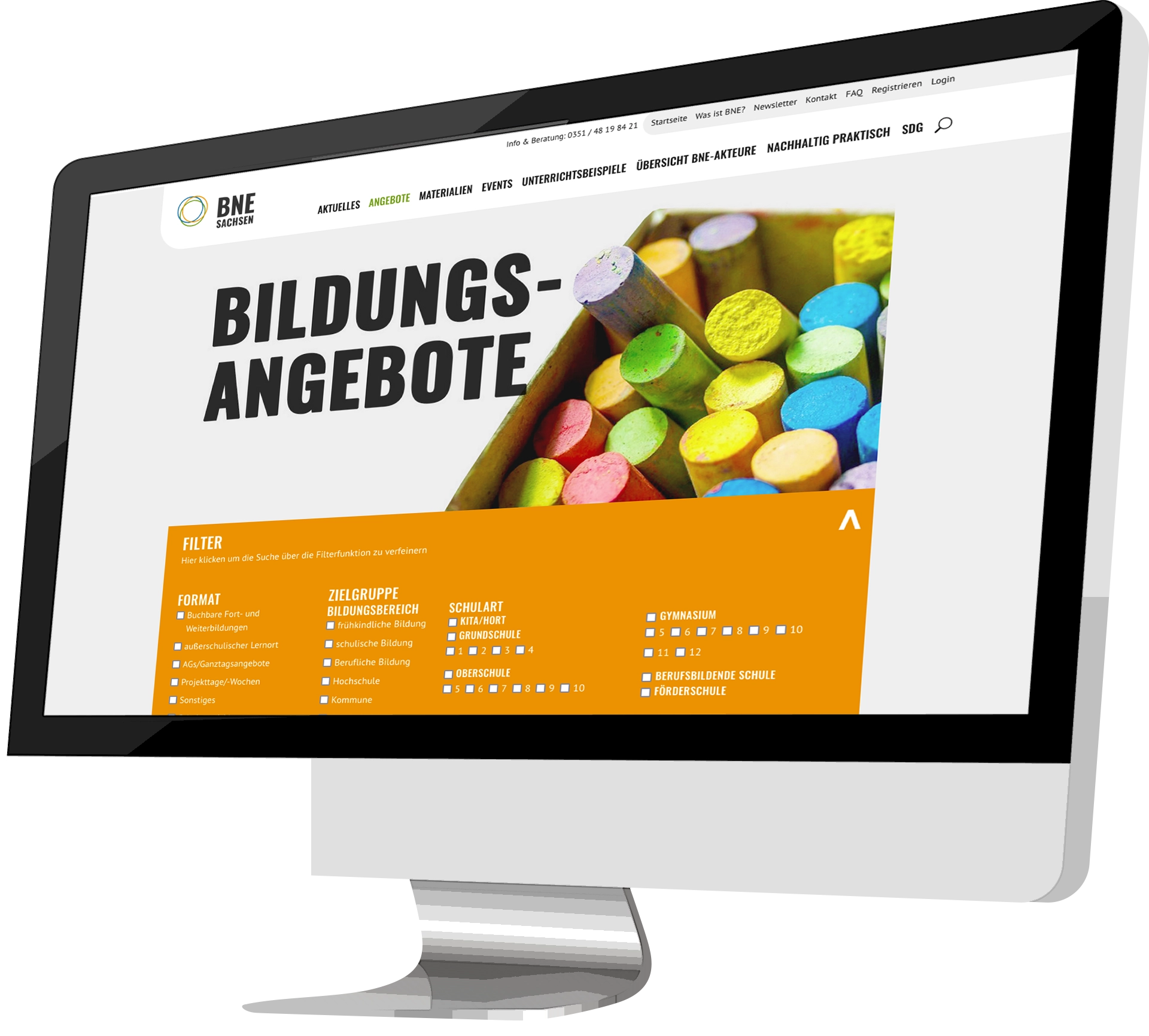 Portal für BNE Sachsen made by Feuerpanda Werbeagentur Dresden
