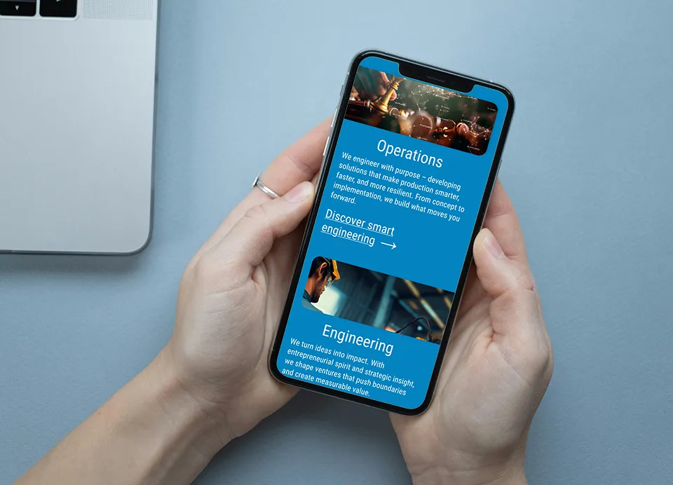 Darstellung der neuen Website auf dem Smartphone