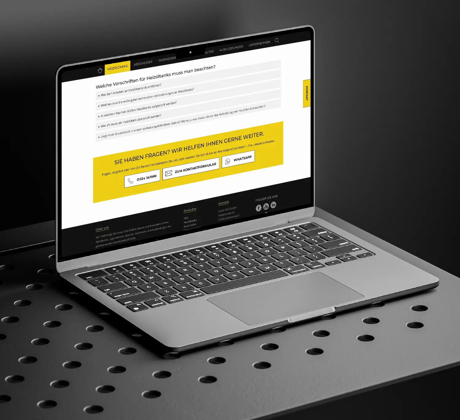 Die Website von Haase Tank