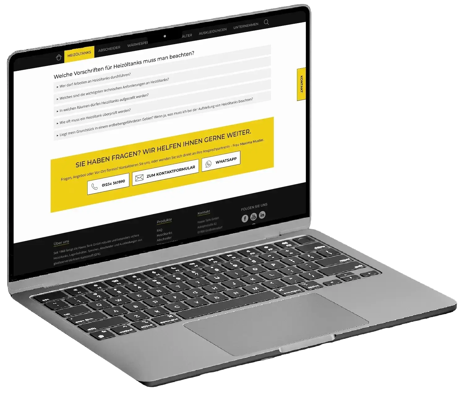 Website von Haase Tank made by Feuerpanda Werbeagentur Dresden