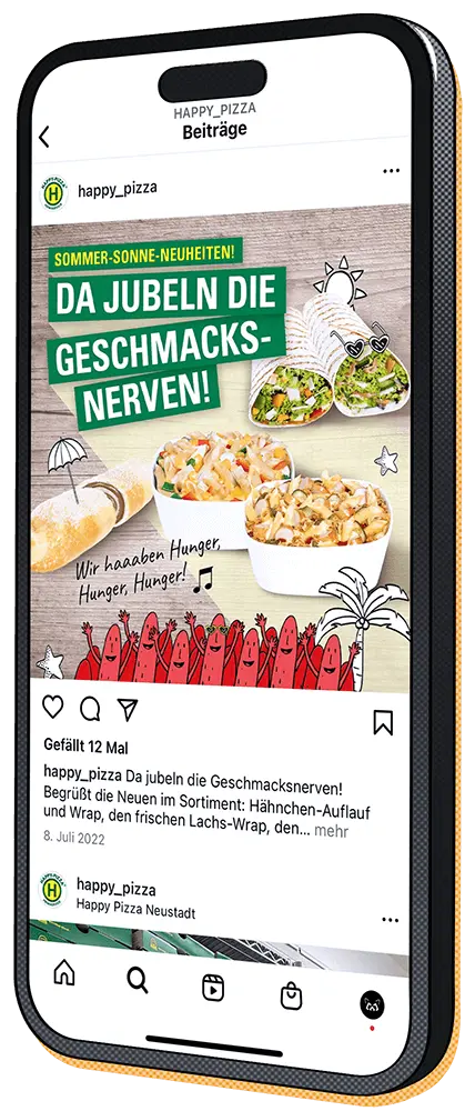 Betreuung des Instagram-Kanals von Happy Pizza by Feuerpanda Werbeagentur aus Dresden