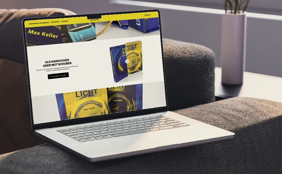 Produktansicht mit Vergleichsschieber auf einem Laptop