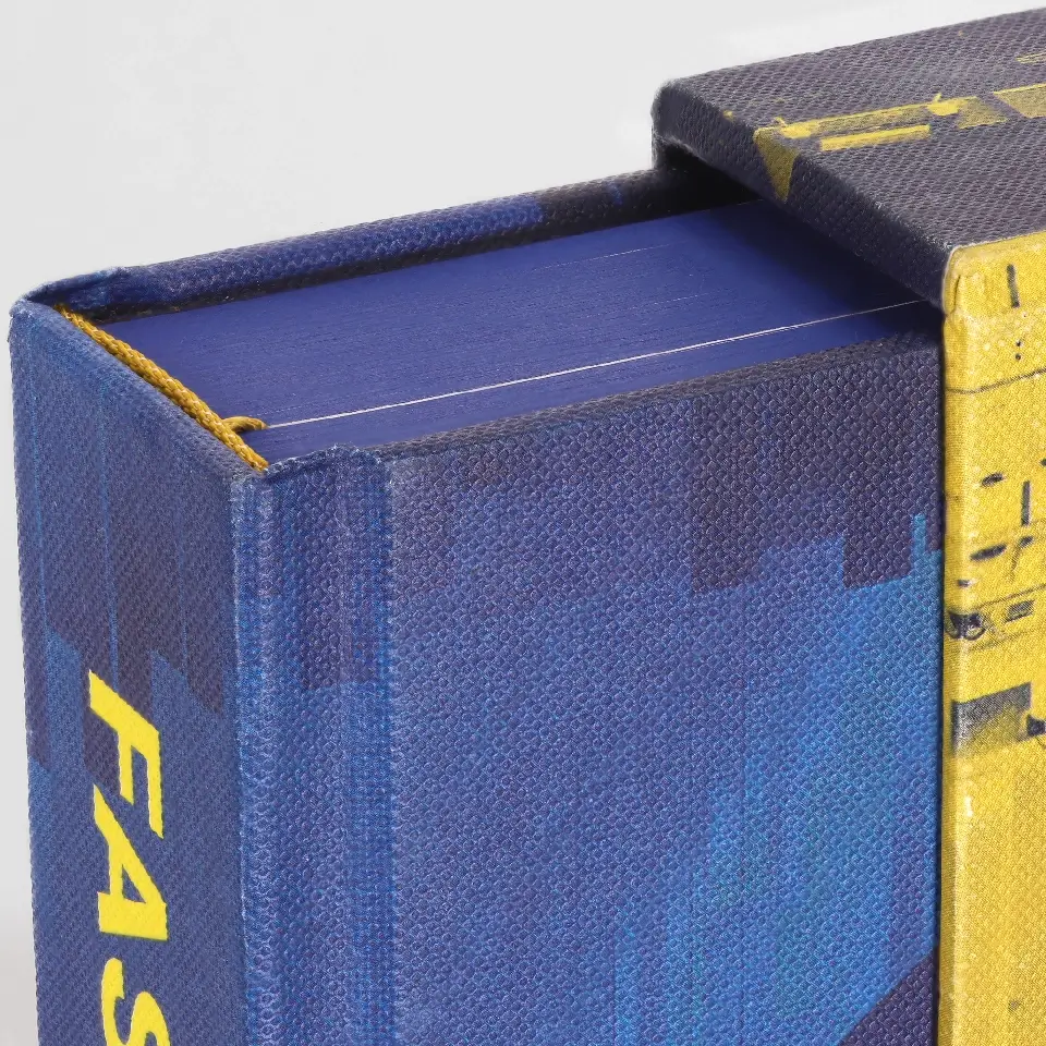 Detailansicht des Leinen-Hardcovers im Schuber