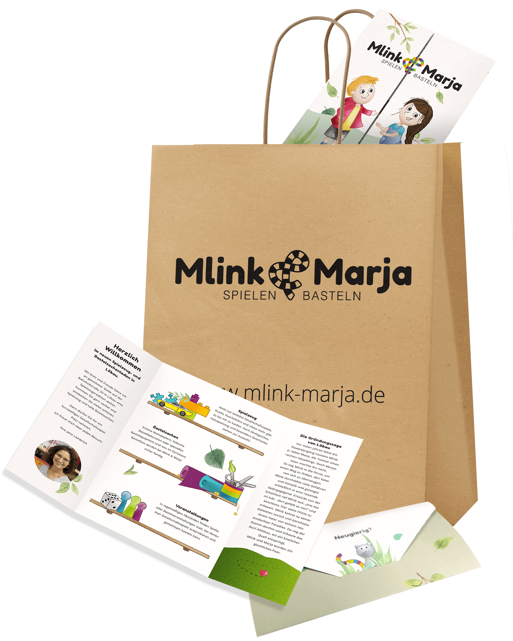 Tüte, Flyer und Gutschein für Mlink & Marja made by Feuerpanda Werbeagentur Dresden