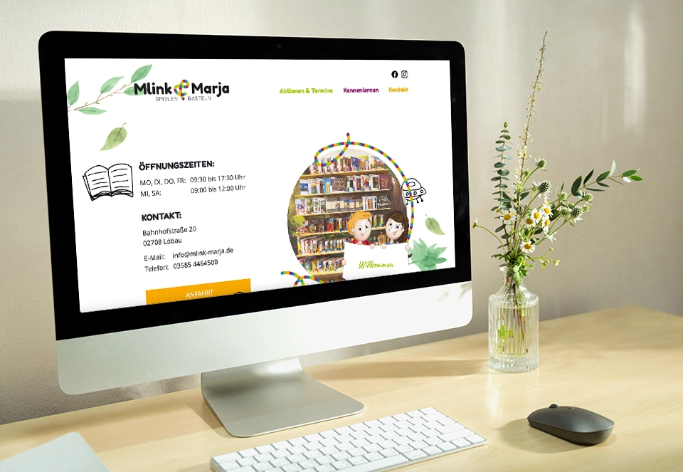 Website von Mlink & Marja auf einem Desktopgerät