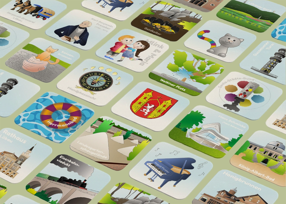 Memo-Karten mit Motiven aus Löbau von Mlink & Marja