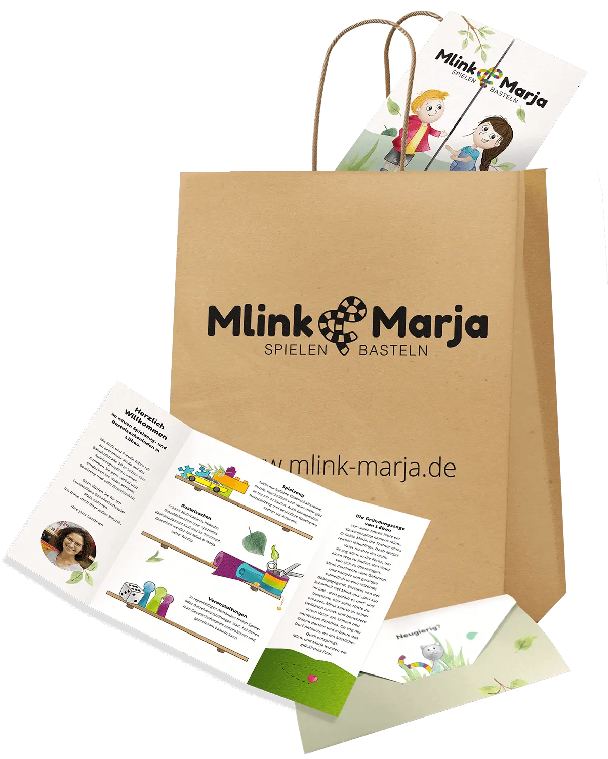 Tüte, Flyer und Gutschein für Mlink & Marja made by Feuerpanda Werbeagentur Dresden