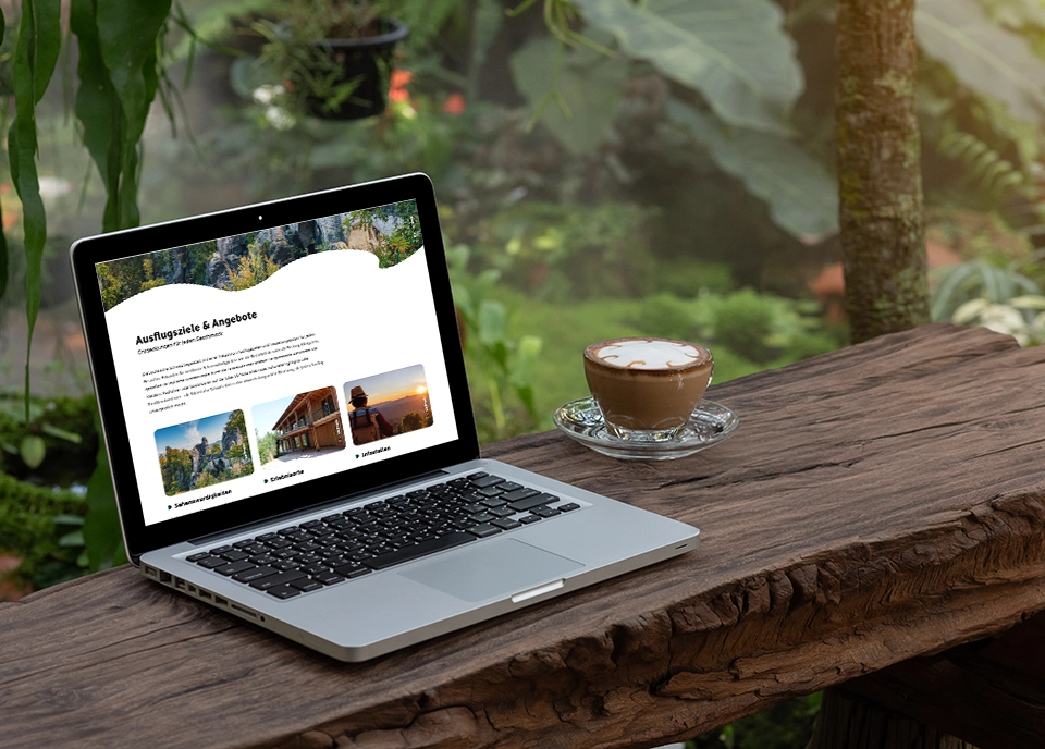 MockUp der Seite Ausflugsziele und Angebote