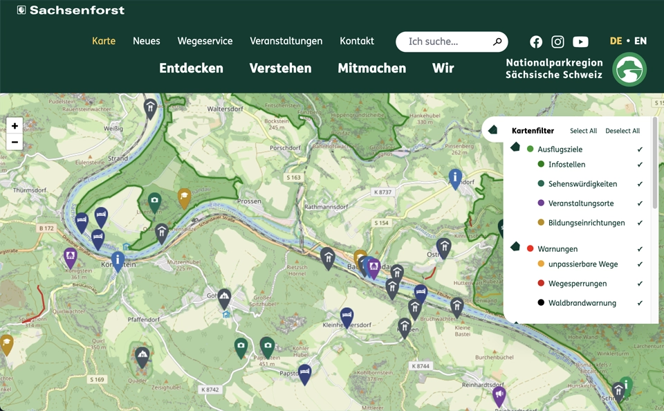Kletterroute im Elbsandsteingebirge