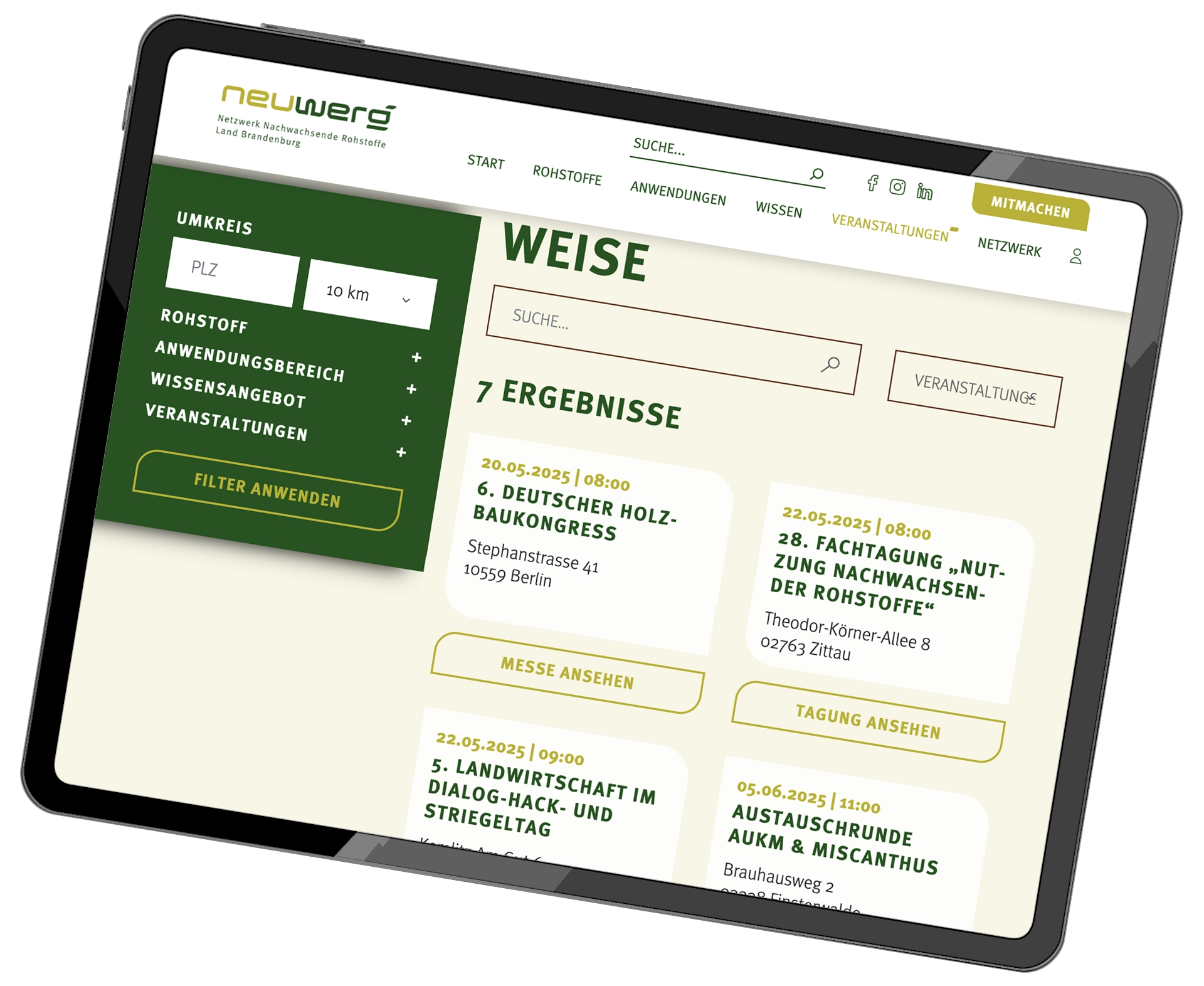 Portal neuwerg für nachwachsende Rohstoffe made by Feuerpanda Werbeagentur Dresden